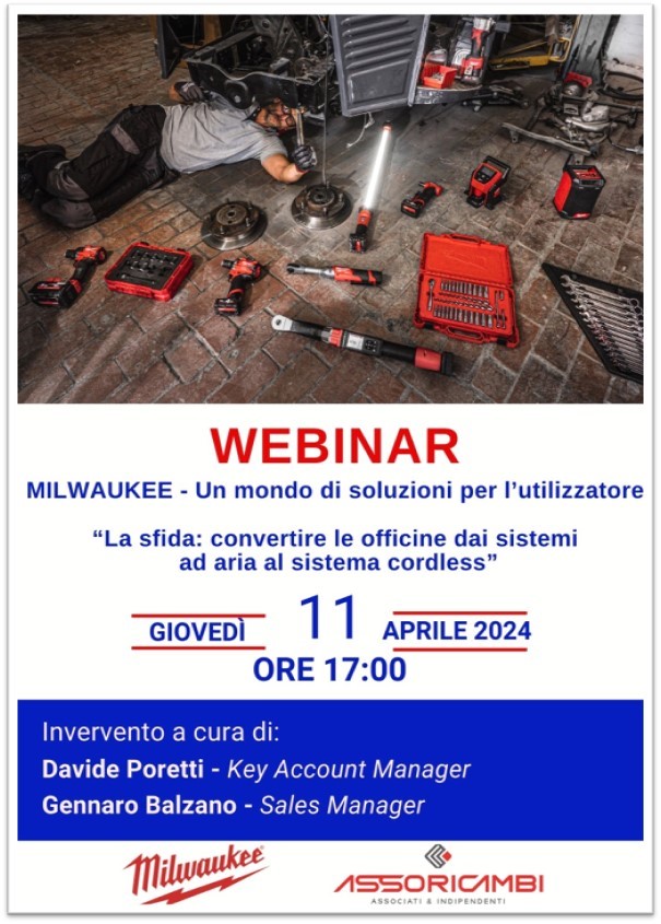 WEBINAR Milwaukee: La sfida: convertire le officine dai sistemi ad aria al sistema cordless